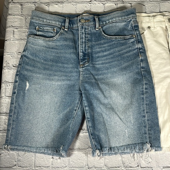 LOFT High Waist Short Bermuda Shorts Lot of 2 pairs size 8 /29 Blue White Denim - Picture 3 of 16
